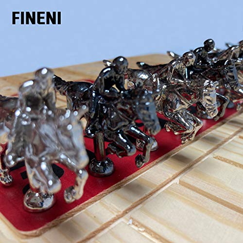 Fineni Horse Racing Board Game With Luxurious Durable Classic Metal Horses, 11 Pieces, 2 Colors (5 Black, 6 Silver), Real Pine Wood Horseracing Game Board, Dice And Cards #TOP1