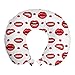 ABAKUHAUS Vintage ▾ Cuscino da Viaggio, Labbra della donna con i gesti, Accessorio in Schiuma di Memoria per Viaggio, 30 cm x 30 cm, Vermilion e Bianco
