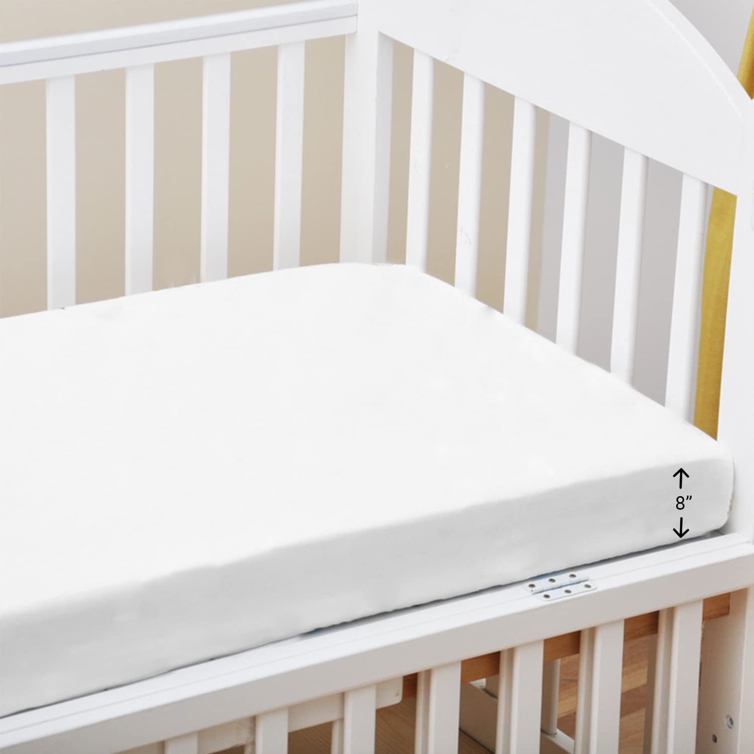 Pizuna White 100% Cotton Fitted Cot Sheets 400 Thread Count Long Staple Cotton Fitted Cot Sheets 140 X 70 Cm, Sateen Weave 15 Cm Deep Fitted Sheets 1 Pc