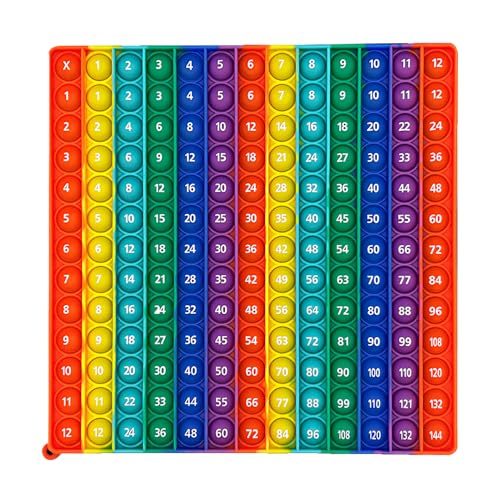 Regenbogen-Sensorisches Fidget Spielzeug – 12x12 Multiplikationstabelle & 12+12 Additionstabelle, Weiches Silikon-Spielzeug Zum Lernen Und Stressabbau, Ideal Für Kinder, Lehrer Und Schüler