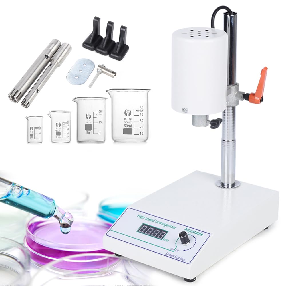 High Speed Homogenizer Lab Disperser Emulsifier, 5~1000ml Laboratory Homogenizer Mixer, 8000-22000 RPM Speed Adjustable FSH-2A 110V