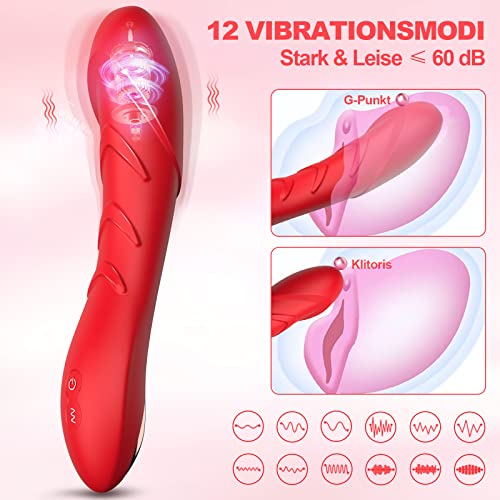 Silikon Vibrator G-Punkt Vibratoren für Sie Klitoris Leise und Stark 12 Vibrationsmodi Realistische AV Dildo Stimulator Erotik Extrem Sex Toys Sexspielzeug Analvibratoren für Frauen Paare – Bild 4