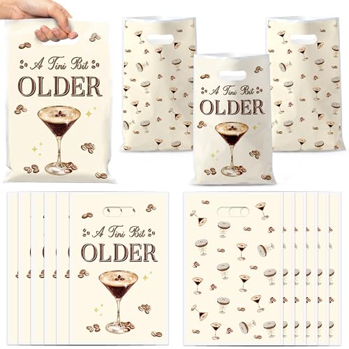 K1tpde Coffee Cocktail Goodies Bags - 50PCS A Tini Bit Older Birthday Party Favor Gift Bags Bulk with Handle, Love Is Brewing Bridal Shower Decoration, Martini Bachelorette Birthday Bar Party Supplies