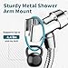 BRIGHT SHOWERS All Metal Handheld Shower Head Holder, Adjustable Shower Arm Mount with 360 Degree Rotatable Brass Ball Joint and Hose Connector, Universal Wall Hook Bracket, Chrome