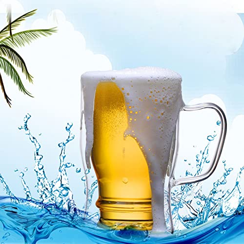 Yuiop 2 Pack Freezer Beer Mug Double Wall Coffee Espresso Cup Set With Handle, Glass Beer Mugs Clear Glass Thermal Insulated Mug For Hot Or Cold Beverages, Coffee #TOP2