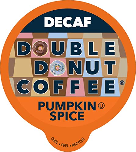 Double Donut Medium Roast Decaf Coffee Pods, Pumpkin Spice Flavored, for Keurig K-Cup Machines, 24 Single-Serve Capsules per Box
