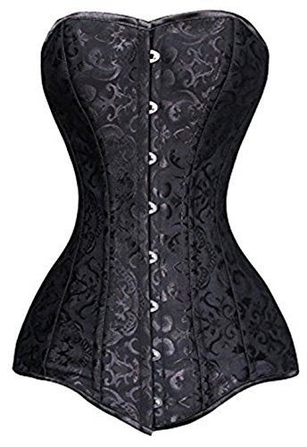 KuSen Damen Korsett mit 26 Stahlstäbchen Body Shaper Vollbrust Corsage Top Schwarz (EUR(40-42) 2XL, Schwarz)