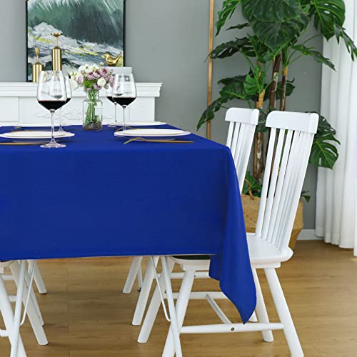 Image of FOLINS&HOME Royal Blue Rectangle Waterproof Tablecloth, 52 x 70 Inch | Wrinkle Free Polyester Table Cloths, Spillproof Heavy Duty and Washable Table Cover for Party, Banquet - Rectangular /Oblong
