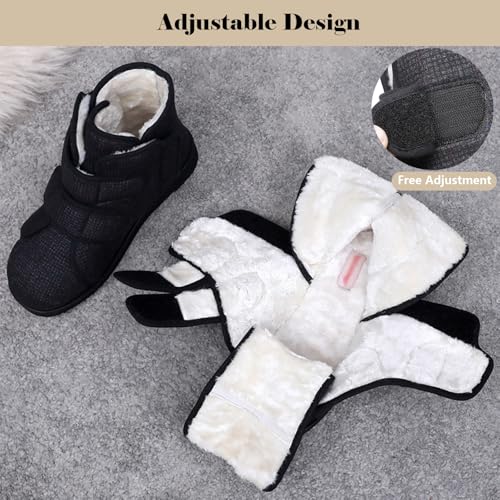 Diabetic Winter Boots for Men, Wide Width Adjustable Straps, Women's Diabetic Shoes with Warm Fur Lining, Comfortable Non Slip Outdoor Boots4