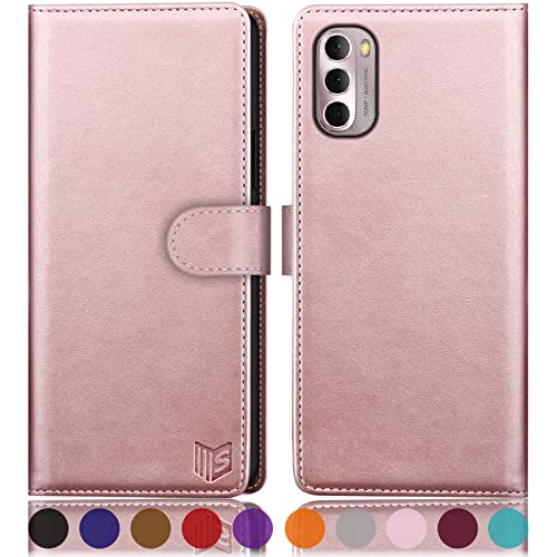 Étui portefeuille Moto Stylus 2022 4G SUANPOT en cuir rose gold