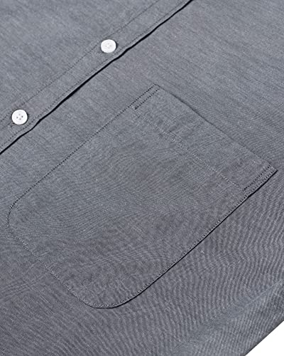 Image of Alimens & Gentle Mens Solid Oxford Shirt Long Sleeve Dress Shirt Work Casual Button Down Shirts with Pocket