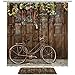 Produktbild Bennigiry Retro Fahrrad Wand Duschvorhang Set Badezimmer Zubehör 182,9 x 182,9 cm Polyester Duschvorhänge und Badematte mit 12 Haken