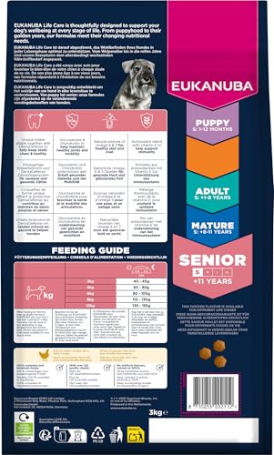 Eukanuba Senior Hundefutter mit frischem Huhn für kleine Rassen, Premium Trockenfutter für ältere Hunde, 3 kg