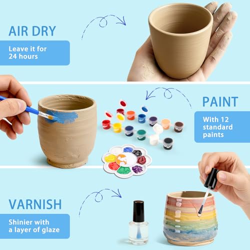 Image of Aujazyble Pottery Wheel for Kids, Complete Pottery DIY Art & Craft Kit Toy, Arts and Crafts for Kids Ages 8-12, Girls Boy Toys Birthday Halloween Christmas Gift for Kid Ages 6 7 8 9 10 11 12+, Blue