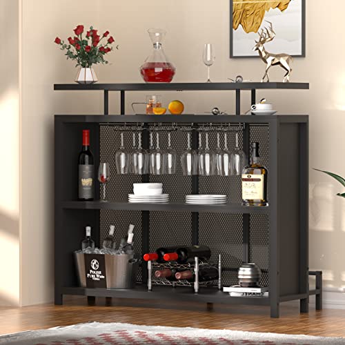 PAKASEPT-Home-Bar-Unit-3-Tier-Liquor-Bar-Table-with-Wine-Glasses-Holder-and-Storage-Shelves-and-Footrest-Wine-Bar-Cabinet-for-Home-Kitchen-Black