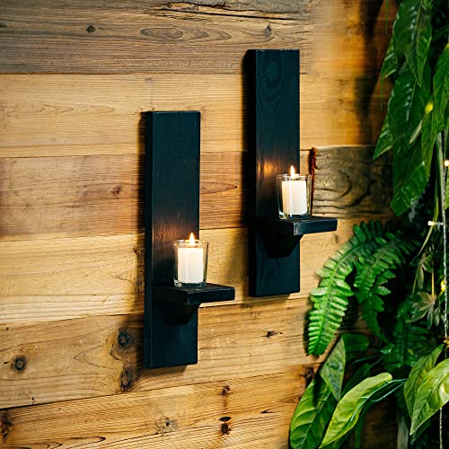Wooden Candle Sconces For Wall Decor - Decorative Wood Wall Candle Sconce Set Of 2 For Living Room Kitchen Hallway Wall Art Farmhouse Country Home Decorations #TOP2