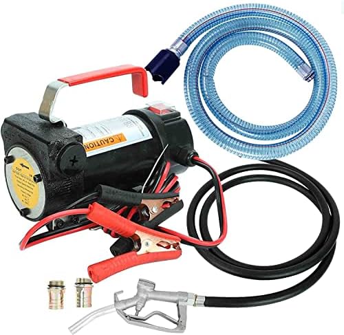 Diesel Oil Fuel Transfer Pump Kit, 12V DC 11GPM Electric Self-Priming Fuel Pump with w/Discharge Suction Hose & Nozzle, for Diesel Bio Kerosene Oil