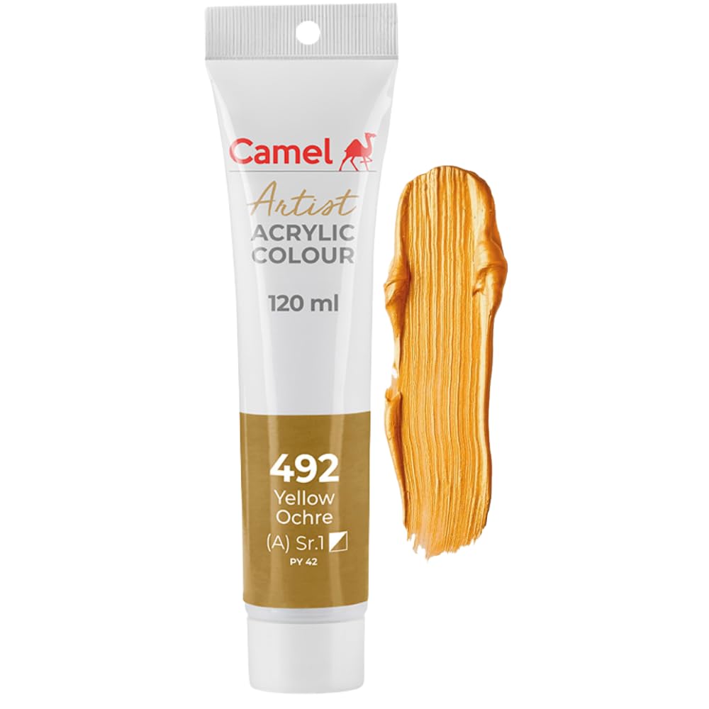 Camlin Kokuyo Artist Acrylic Colour Tubes 120ml Yellow Ochre 492
