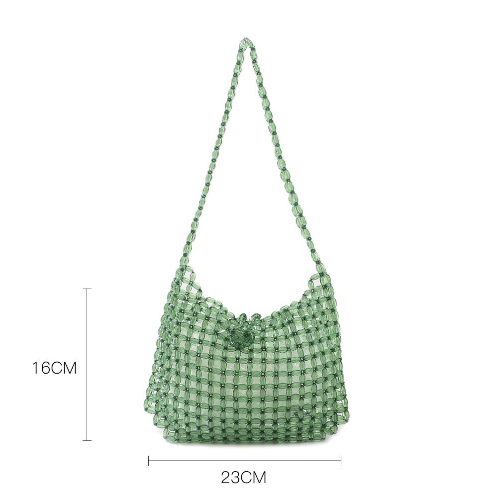 Abvokury YIFEI Women Green Colored Transparent Beaded Acrylic Shoulderbag Evening Handmade Crossbody Bags