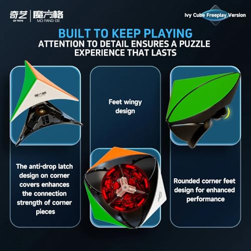Image of Hawkister QiYi Ivy Cube V2 Tiled (Freeplay Edition) | Upgraded Skewb Shape Mod Speed Puzzle | Durable Embedded Tiles & Black Base, 56mm Professional Leaf Cube with Smooth Alignment-Free Turning