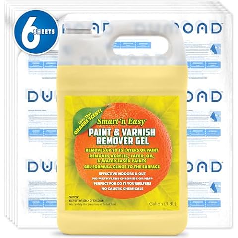 Smart ‘n Easy Citrus Paint Remover Discount Bundle - DIY Paint Removal Made Easy - Includes 1 Gallon of Smart 'n Easy Citrus Paint & Varnish Remover Gel & 6 Sheets Dumond Laminated Paper Cover