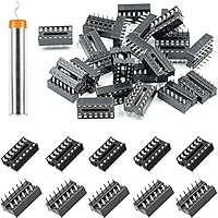 Youmile 50 Stück DIP-IC-Sockel 14-poliger 2,54 mm Abstand IC-Sockel-Adapter Löttyp Flachstift-IC-Komponenten von hoher Qualität mit Zinndrahtstift für Elektronikexperimente zum Selbermachen