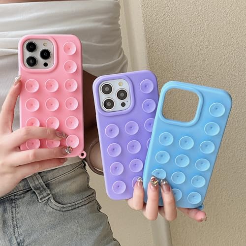 Coque iPhone 13 Pro violette en silicone souple à motif ventouse amusant - 6