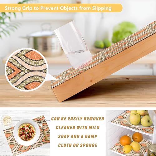 Image of Kuber Industries Pack of 2 Waterproof & Durable 5 Meters Kitchen Mats for Shelf Liner Roll | Wipeable Fridge Sheets for Shelves Cabinet Drawer | Gripper Design - Green & Orange