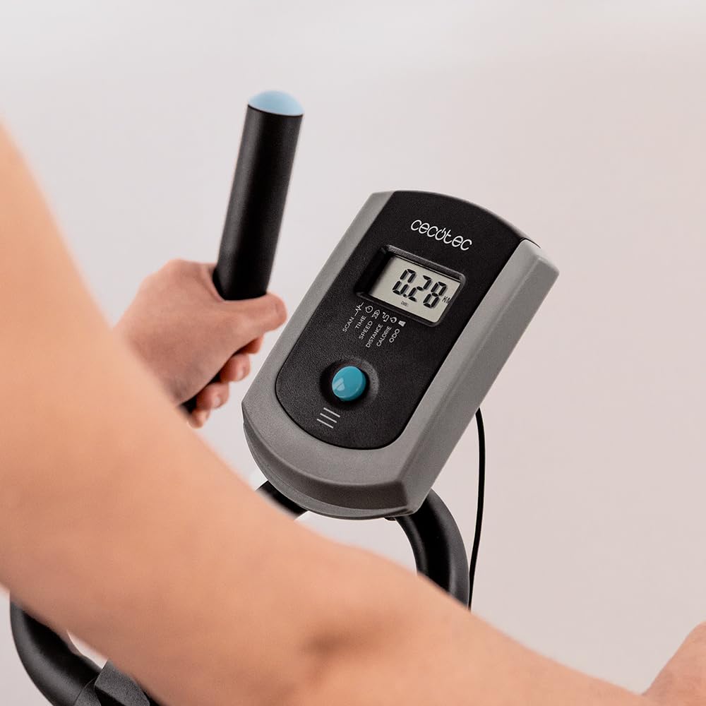 Cecotec Indoor DrumFit Indoor Rower stacjonarny, koło zamachowe 6-13 kg, rezystancja ręczna, monitor LCD, pulsometr, uchwyt na urządzenie, butelka, uchwyt na butelki i podnóżki