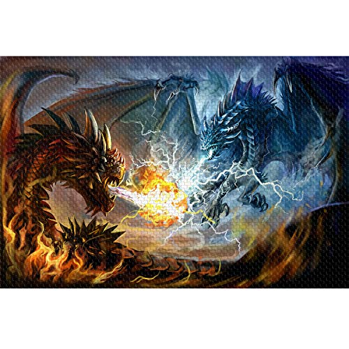 Puzzles for Adults 1000 Piece Jigsaw Puzzles Fire Dragon and Electric Dragon Fight Puzzle Game for Indoor Activity Family Game Toy Gifts (27.5"x 19.7") miniatura 1