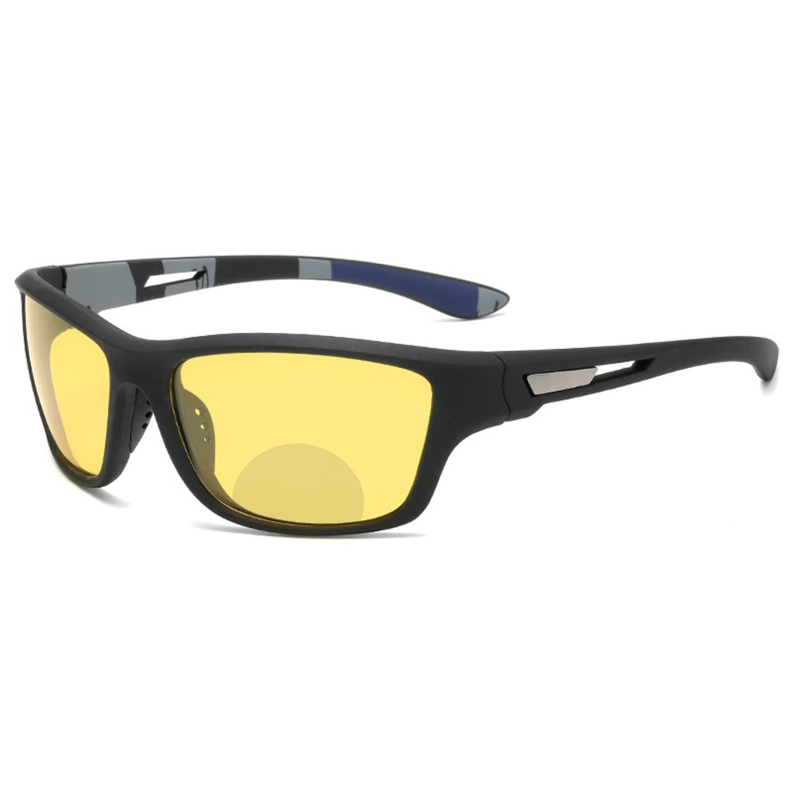 mincl Night Vision Bifocal Reading Glasses with UV Protection Lens for Men's & Women,Outdoor Cycling Driving Sports Readers (black&yellow lens, 1.75x)