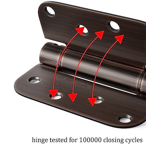 3Pack Bronze Door Hinges 4 Inch Self Closing Spring Door Hinge 5/8" Radius Corners Residential & Heavy-Duty Door Hinges Oil Rubbed Bronze Door Hinges Adjustable #TOP3