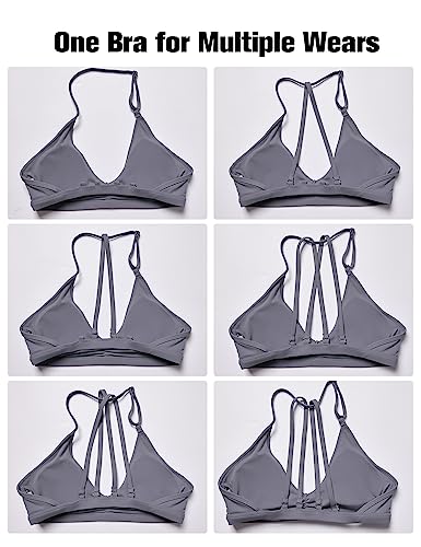 Image of YEOREO CoreFlex Workout Sports Bras for Women Padded Strappy Open Back Gym Bra Light Impact Criss Cross Yoga Crop Top