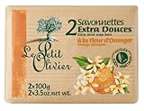 Le Petit Olivier 0005035 Hygiene Beauté Seife Extra weich Orangenblüte 2 x 100 g 3 Stück