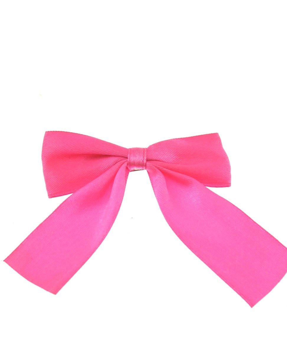 Zac's Alter Ego Women's Pink Satin Bow With Tails On Baby Barrette