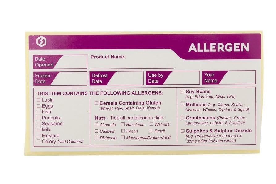 Allergen and Shelf Life Storage Display Label 500 Labels per roll Natasha's Law, Allergy Label, Multicolor - Image 3