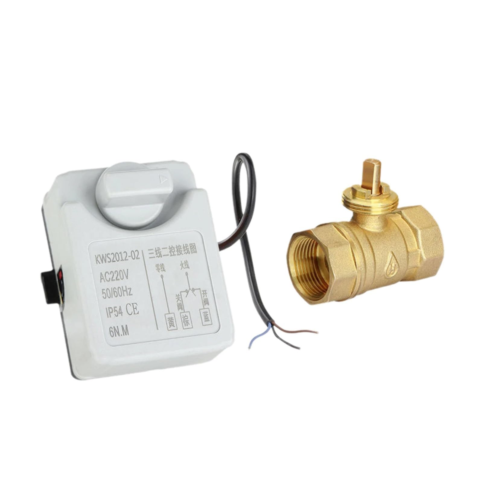 Valvola a sfera motorizzata in ottone AC220V DC12V Attuatore elettrico a tre fili Interruttore manuale Due controlli DN15-50 IP67 Smart Water(DN25,DC12-24V_3 WAY)