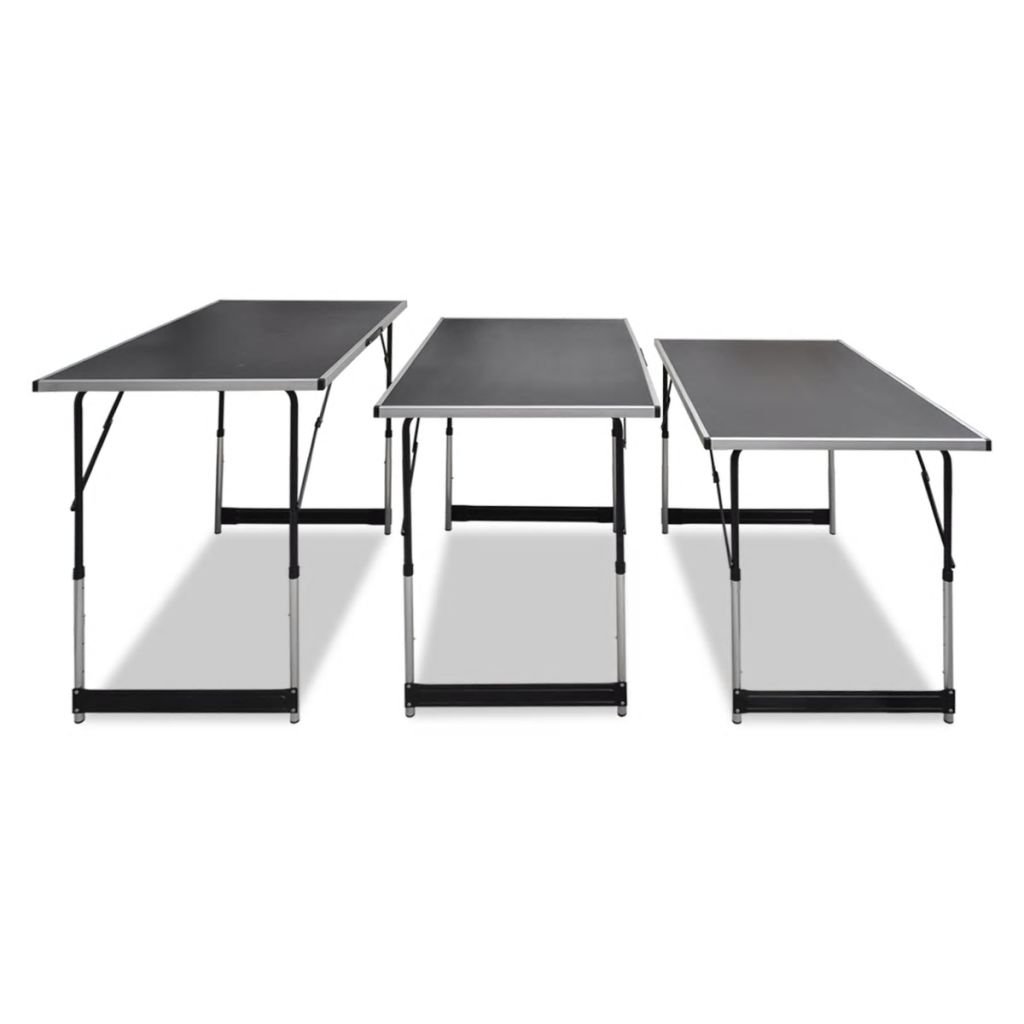 3-teilige Multifunktionstisch-Set Tapeziertisch Arbeitstisch Klapptisch Multifunktionstisch Mehrzwecktisch Flohmarkttisch Tisch Partytisch Mit 4-Fach Höhenverstellbar 73/80/87/94 cm