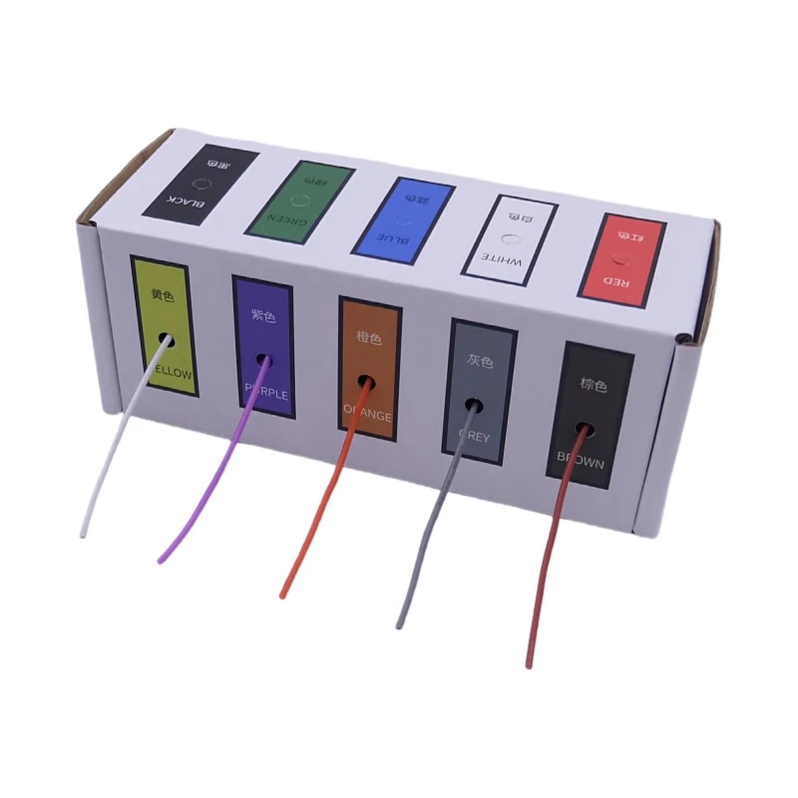 Cables de silicio blando 5 Kit en caja de color 30/28/26/24/22/20AWG cable torcido(Boxed 4; 28AWG (20 metros x5 roll))