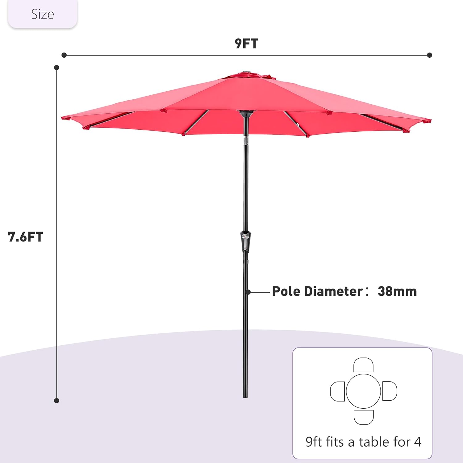 NEWBULIG Patio Umbrella, Outdoor Table Umbrellas with Push Button Tilt and Crank, Sturdy Ribs, Waterproof, UV Protection and Fade Resistant, for Pool, Garden, Market, Backyard