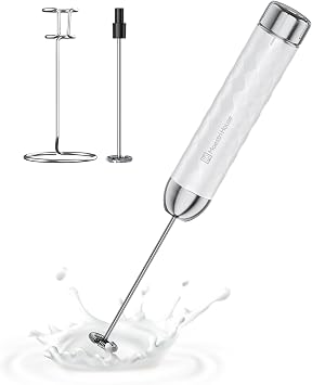 LunaFro 2.0 Handheld Electric Foam Maker Waterproof Drink Mixer Foamer for Lattes, Cappuccino, White+DualFro 600