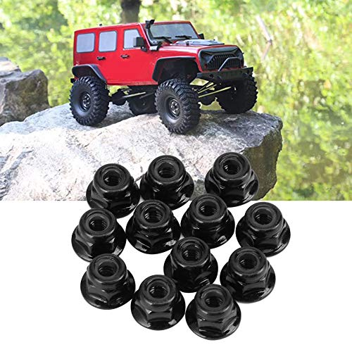12 écrous De Roue 4mm Pour Axial TRX4 TRX6 SCX10 - Voiture RC 1/10 - Noir/Argent