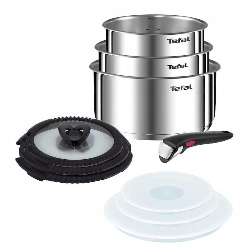 Tefal Ingenio Emotion Topfset 16/18/20 cm, 10-teilig, Töpfe + Glasdeckeln + Kunststoffdeckeln + Abnehmbarer Griff