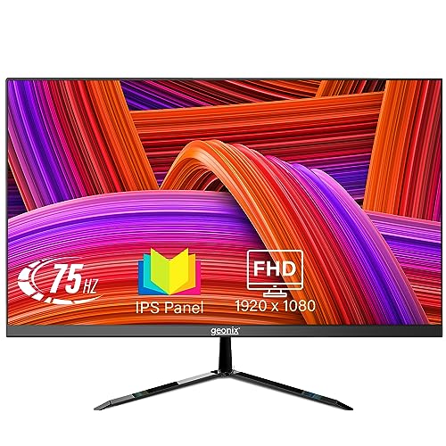 GEONIX 22 Inch PC Monitor, FHD IPS 1920x1080P Monitor 75Hz 100% sRGB 178° Wide Viewing Angle PC Monitor, HDMI VGA Port, Low Blue Light Desktop, 3 Years Warranty.