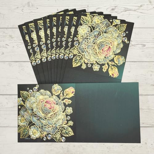 Image of Pack of 20, Midnight Bloom Design Fancy Shagun Envelopes for Gifting Money Rectangle Shape Velvet Finish Paper Designer Sagan Lifafa Wedding Cash, 19 X 9 cm, Royal Green Color