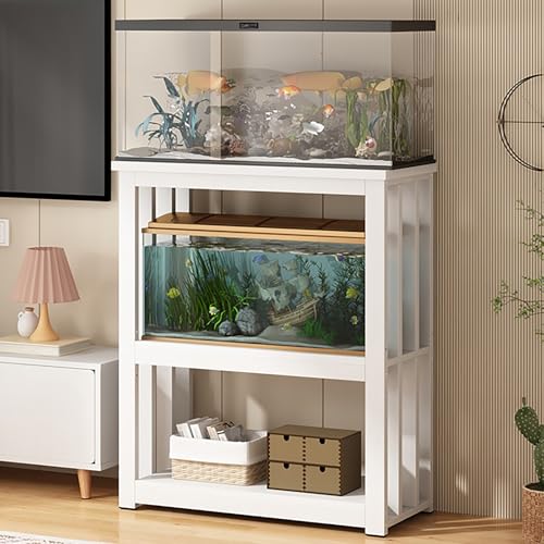 Armario de soporte de acuario resistente para tanques de 80-120 cm, diseño de mediados de siglo, estante de terrario ajustable para reptiles, criadores y sistemas de tortugas, estante duradero para