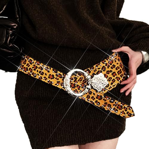 BODIY Leopard Wide Belt Chunky Belt Vintage Belts Leather Waist Accessories for Women2
