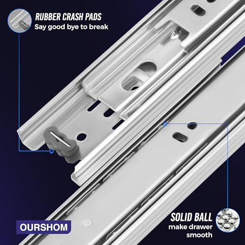 image for OURSHOM 14 Inch Drawer Slides 10 Pairs (20pcs) Heavy Duty Full Extensi