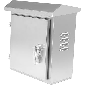 Stainless Steel Distribution Box Outdoor Waterproof 40 x 30 x 18 cm Wall Mounted Control Cabinet Meter Cabinet Surface-Mounted Metal Power Box Outdoor Meter Box Ideal for Indoor and Outdoor Use