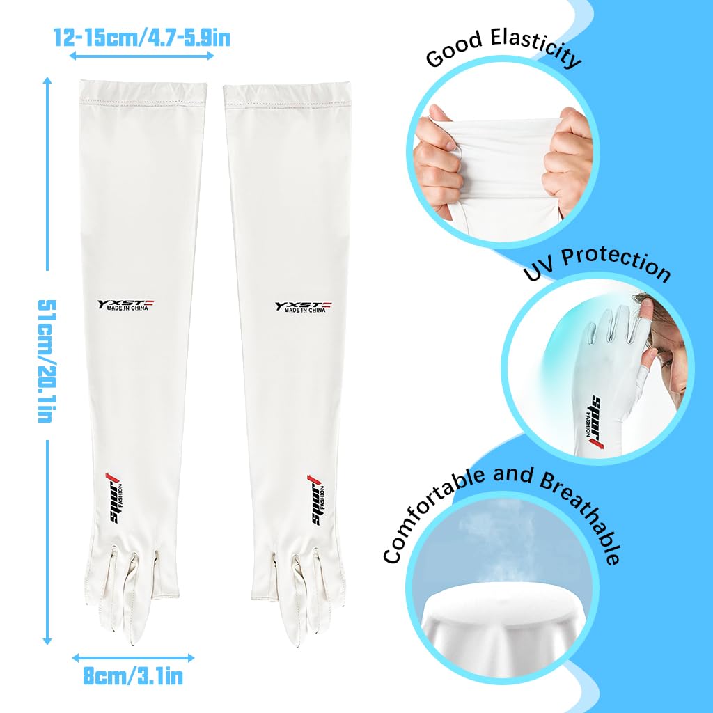PALAY 2 Pairs Sun Protection Gloves, Ice Silk Arm Sleeves for Driving